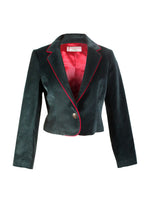 Load image into Gallery viewer, Velvet Short Jacket in Teal Green