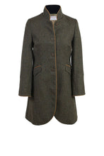 Load image into Gallery viewer, Panache | Green Herringbone Coat with tan trim