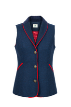 Load image into Gallery viewer, Chloe | British Blue waistcoat with red trim & quilted lining