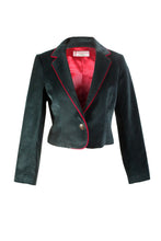 Load image into Gallery viewer, Velvet Short Jacket in Teal Green
