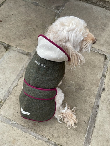 luxury made in Britain lambswool dog coat